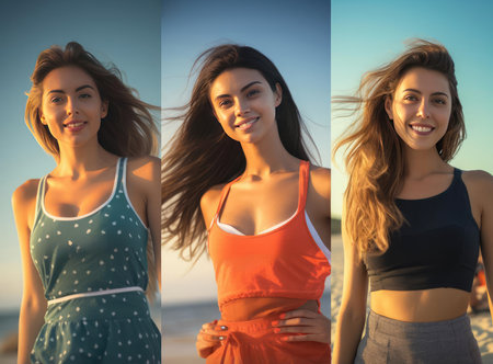 A group of young women in swimsuitsの素材