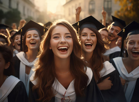 Group photo of high school graduatesの素材