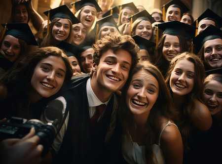 Group photo of high school graduatesの素材