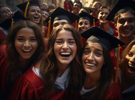 Group photo of high school graduatesの素材