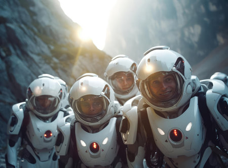 A group of robots looking at the cameraの素材