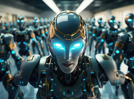 A group of robots looking at the cameraの素材
