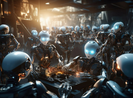 A group of robots looking at the cameraの素材