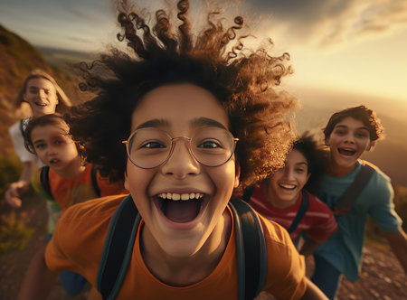 Teenagers with glasses and without glassesの素材