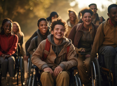 A group of wheelchair usersの素材