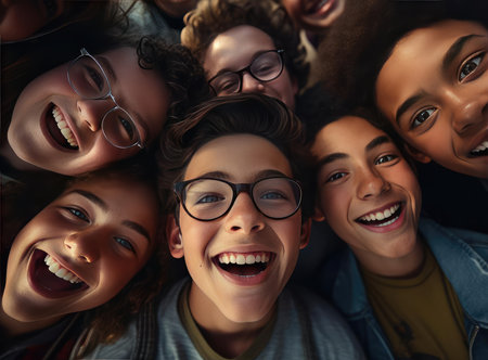 Teenagers with glassesの素材