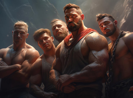 A group of bodybuilders looking at the cameraの素材