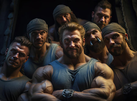 A group of bodybuilders looking at the cameraの素材