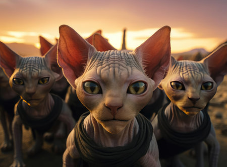 A group of Sphynx catsの素材