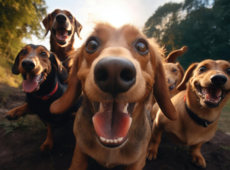 A group of dachshundsの素材