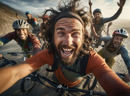 A group of cyclistsの素材