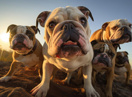 A group of bulldogsの素材