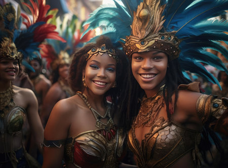 People in costumes at the carnival in Rio de Janeiroの素材
