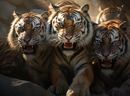 A group of tigers with fangsの素材