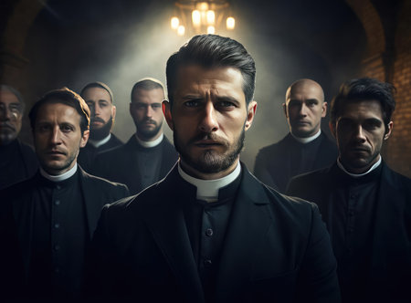 A group of Catholic priestsの素材