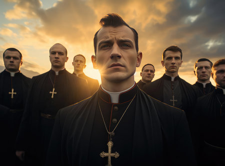 A group of Catholic priestsの素材