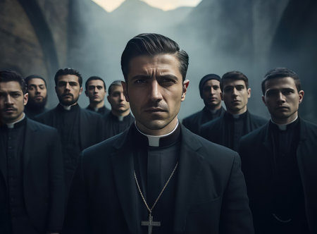 A group of Catholic priestsの素材
