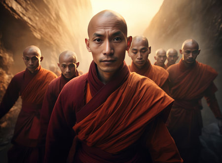 A group of Buddhist monksの素材