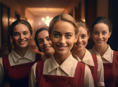 A group of hotel maidsの素材