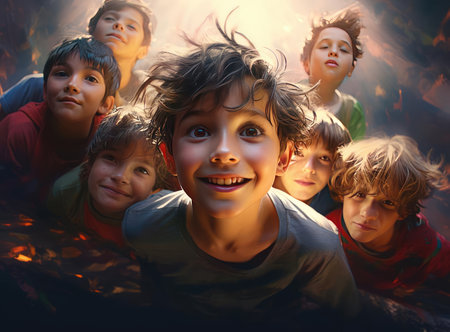 A group of joyful childrenの素材