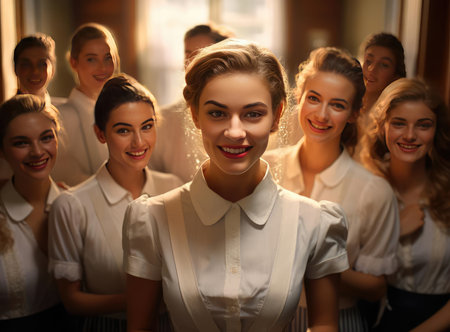 A group of hotel maidsの素材