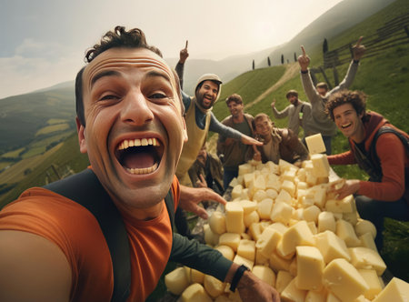 A group of cheese makers with cheeseの素材