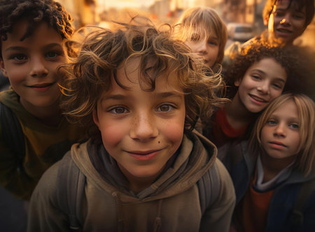 A group of joyful childrenの素材