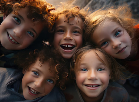 A group of joyful childrenの素材