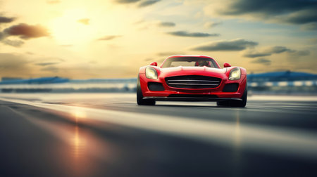 A sports car on the race trackの素材
