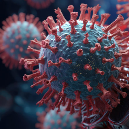 Coronavirus on a dark backgroundの素材