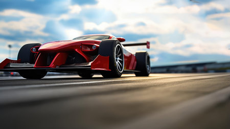 A sports car on the race trackの素材