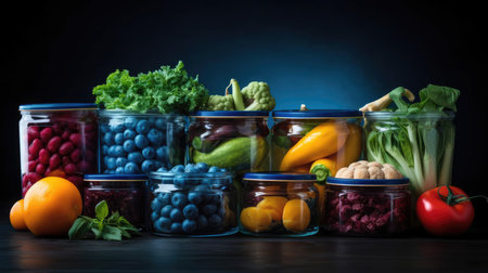 Plastic containers with vegetablesの素材