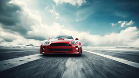 A sports car on the race trackの素材