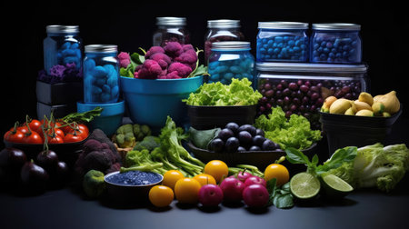 Plastic containers with vegetablesの素材