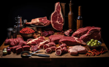Chunks of fresh red meatの素材