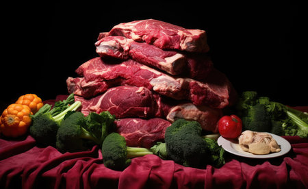 Chunks of fresh red meatの素材