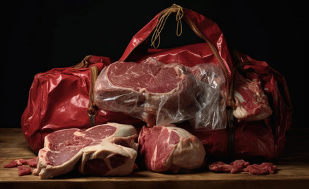 Chunks of fresh red meatの素材