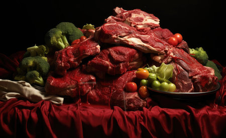 Chunks of fresh red meatの素材