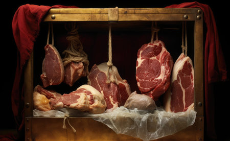 Chunks of fresh red meatの素材
