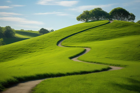 The road that goes through the green hillsの素材