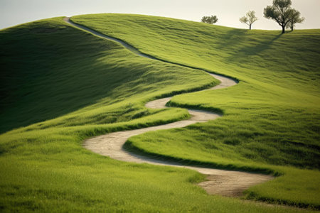 The road that goes through the green hillsの素材