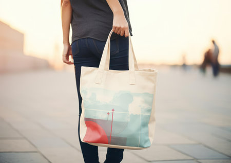 Girl with a bag, mock-upの素材