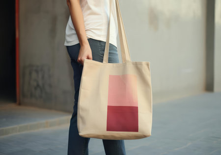 Girl with a bag, mock-upの素材
