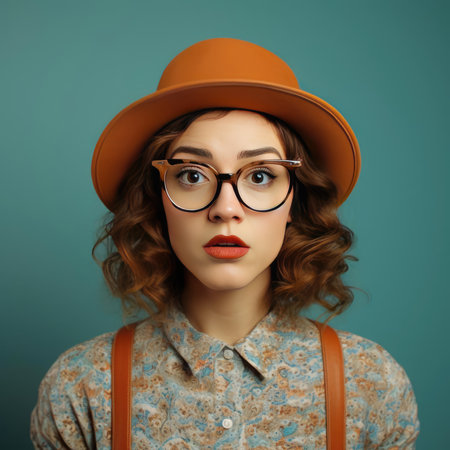 Beautiful girl model with glassesの素材