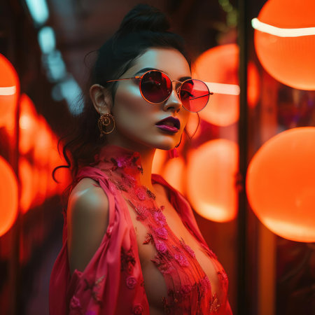 Beautiful girl model with glassesの素材