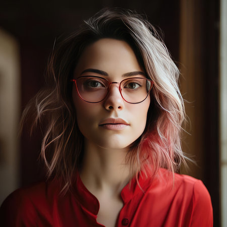 Beautiful girl model with glassesの素材