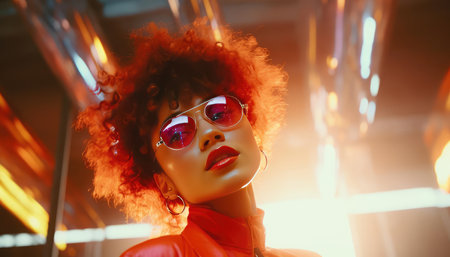 Beautiful girl model with glassesの素材