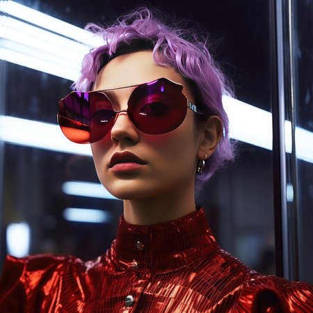 Beautiful girl model with glassesの素材