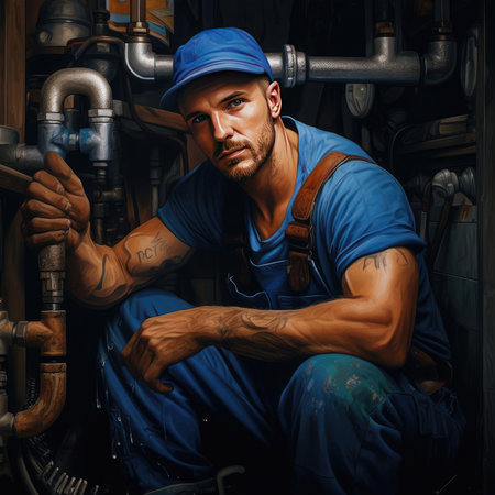 Plumber in blue overallsの素材
