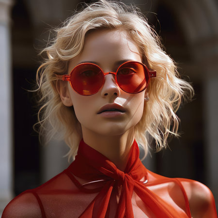 Beautiful girl model with glassesの素材